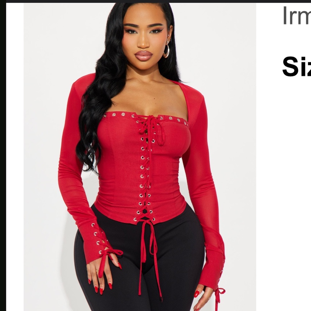 Fashion Nova Scarlet Lace-Up Blouse